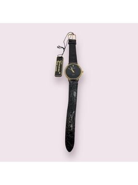 Vintage Genevex Diamond Quartz Watch Gold Tone Stainless Leather Straps